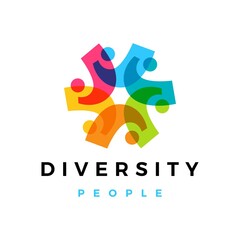 Wall Mural - diversity people overlapping color logo vector icon illustration