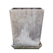 Potted Square Tall, Cement Pot, Concrete Pot, Cement Plant Pot Isolated On White