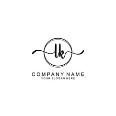 Initial LK Handwriting, Wedding Monogram Logo Design, Modern Minimalistic and Floral templates for Invitation cards	
