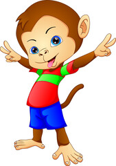 cute monkey cartoon on a white background