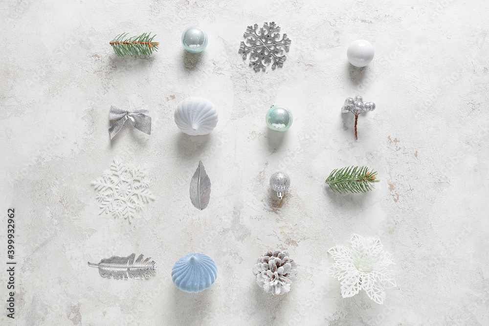 Beautiful Christmas composition on light background