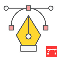 Poster - Curvature tool color line icon, graphic design and designer, pen tool sign vector graphics, editable stroke filled outline icon, eps 10.