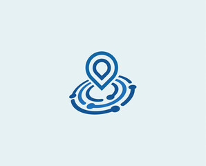 Aufkleber - Search engine tech, flat style vector logo concept. Find companies, hiring, isolated icon on white background. Placemark icon for business and developing startup
