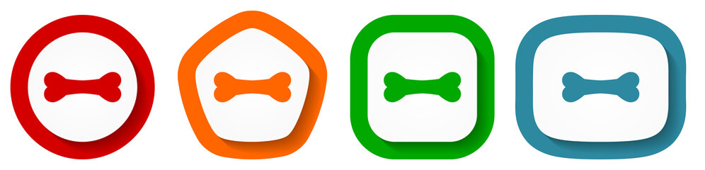 Poster - Bone vector icon set, flat design flat design buttons on white background