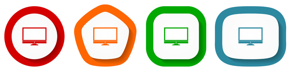 Leinwandbilder - Screen vector icon set, tv flat design flat design buttons on white background