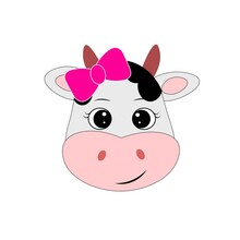 Cute Cow Face Vector Illustration