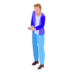 Poster - Man use free wifi zone icon. Isometric of man use free wifi zone vector icon for web design isolated on white background