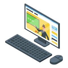 Poster - Computer online education icon. Isometric of computer online education vector icon for web design isolated on white background