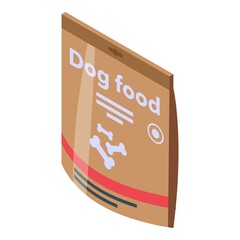 Poster - Dog food bag icon. Isometric of dog food bag vector icon for web design isolated on white background