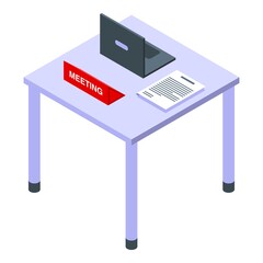 Poster - Table meeting icon. Isometric of table meeting vector icon for web design isolated on white background