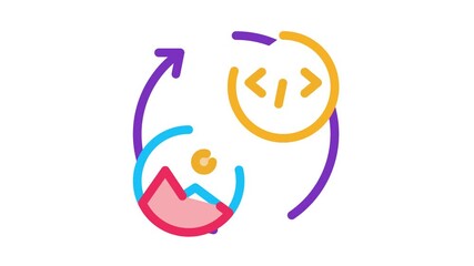 Poster - picture programming code Icon Animation. color picture programming code animated icon on white background