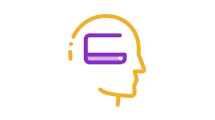 Poster - human think about computer Icon Animation. color human think about computer animated icon on white background