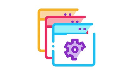 Aufkleber - web site settings Icon Animation. color web site settings animated icon on white background
