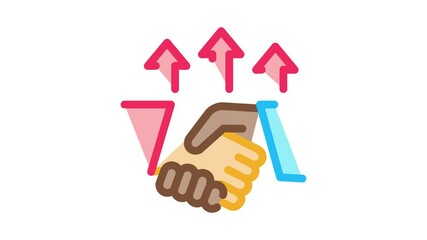 Wall Mural - different race handshake Icon Animation. color different race handshake animated icon on white background