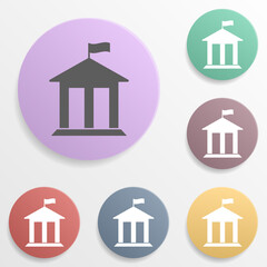 Poster - Bank building badge color set icon. Simple glyph, flat vector of map icons for ui and ux, website or mobile application