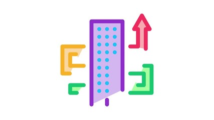 Sticker - skyscraper and growing arrow Icon Animation. color skyscraper and growing arrow animated icon on white background