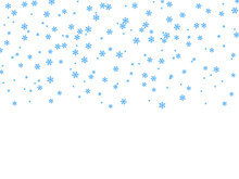 Falling Blue Snowflakes Flat Style. With A Space For Text. Vector Illustration. Background.