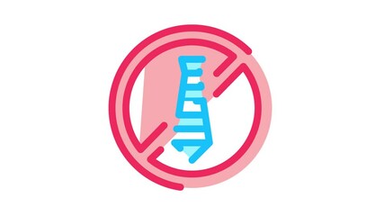 Poster - tie crossed out mark Icon Animation. color tie crossed out mark animated icon on white background