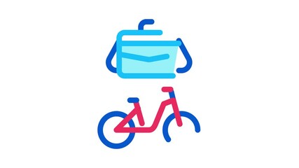 Poster - office transportation bicycle and case Icon Animation. color office transportation bicycle and case animated icon on white background