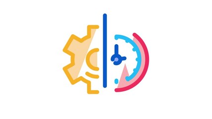 Poster - office working time Icon Animation. color office working time animated icon on white background