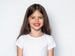 © polya_olya - t-shirt design concept -  cute smiling happy little girl in blank white t-shirt