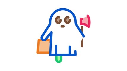 Sticker - halloween ghost Icon Animation. color halloween ghost animated icon on white background