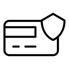 Poster - Secured bank card icon. Outline secured bank card vector icon for web design isolated on white background
