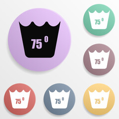 Poster - Machine wash at 75 degrees badge color set icon. Simple glyph, flat vector of wash icons for ui and ux, website or mobile application