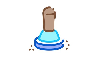 Sticker - coffee press Icon Animation. color coffee press animated icon on white background