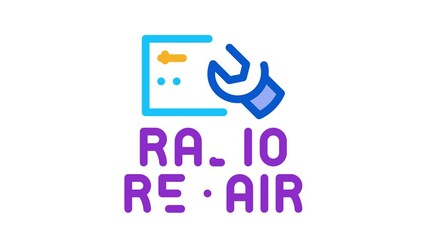 Poster - radio repair Icon Animation. color radio repair animated icon on white background