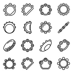 Poster - Tambourine icons set. Outline set of tambourine vector icons for web design isolated on white background