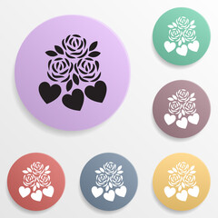 Canvas Print - Flowers with hearts badge color set icon. Simple glyph, flat vector of valentine's day- wedding icons for ui and ux, website or mobile application