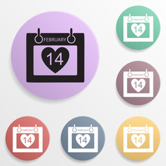 Poster - Calendar of the day of lovers badge color set icon. Simple glyph, flat vector of valentine's day- wedding icons for ui and ux, website or mobile application