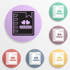 Canvas Print - Notebook of lovers badge color set icon. Simple glyph, flat vector of valentine's day- wedding icons for ui and ux, website or mobile application