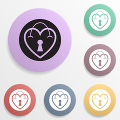 Poster - Bag in the shape of heart badge color set icon. Simple glyph, flat vector of valentine's day- wedding icons for ui and ux, website or mobile application