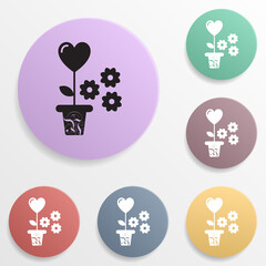 Poster - flower in the shape of heart badge color set icon. simple glyph, flat vector of valentine's day- wed