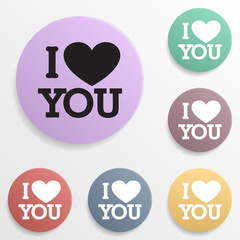 Poster - Love tree with hearts badge color set icon. Simple glyph, flat vector of valentine's day- wedding icons for ui and ux, website or mobile application