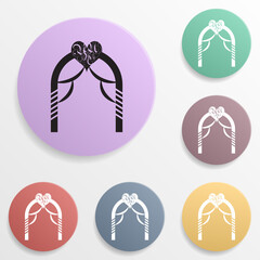 Poster - Key and lock in the shape of a heart badge color set icon. Simple glyph, flat vector of valentine's day- wedding icons for ui and ux, website or mobile application