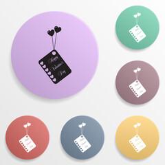 Poster - Engagement ring and hearts badge color set icon. Simple glyph, flat vector of valentine's day- wedding icons for ui and ux, website or mobile application