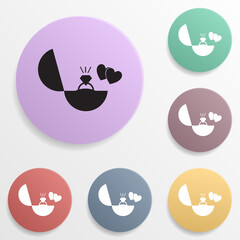 Poster - Flower in the heart badge color set icon. Simple glyph, flat vector of valentine's day- wedding icons for ui and ux, website or mobile application