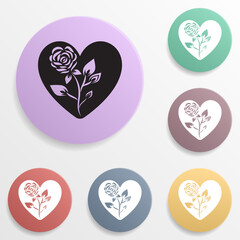 Poster - Hearts and arrows badge color set icon. Simple glyph, flat vector of valentine's day- wedding icons for ui and ux, website or mobile application
