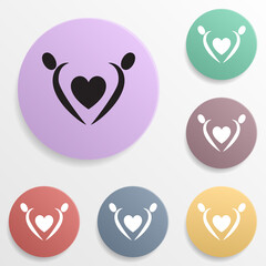Poster - Loving couple with heart badge color set icon. Simple glyph, flat vector of valentine's day- wedding icons for ui and ux, website or mobile application