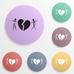 Canvas Print - Loving couple with heart badge color set icon. Simple glyph, flat vector of valentine's day- wedding icons for ui and ux, website or mobile application