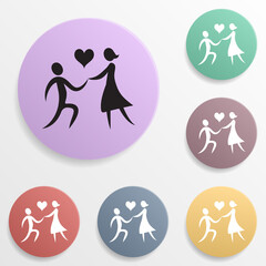 Poster - A loving couple holds a heart badge color set icon. Simple glyph, flat vector of valentine's day- wedding icons for ui and ux, website or mobile application