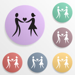 Poster - A loving couple holds a heart badge color set icon. Simple glyph, flat vector of valentine's day- wedding icons for ui and ux, website or mobile application