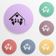 Poster - Loving couple in the shape of a heart badge color set icon. Simple glyph, flat vector of valentine's day- wedding icons for ui and ux, website or mobile application