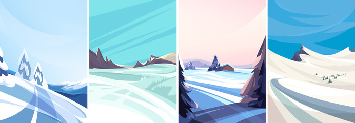Wall Mural - winter landscapes in vertical orientation. collection of beautiful non-urban scenes.