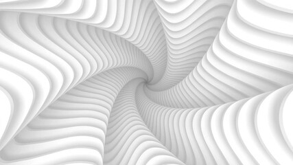 Poster - Abstract twisted tunnel constructed with rounded star shape. Infinite motion through spiral corridor. White smooth light structure. 4k UHD loop