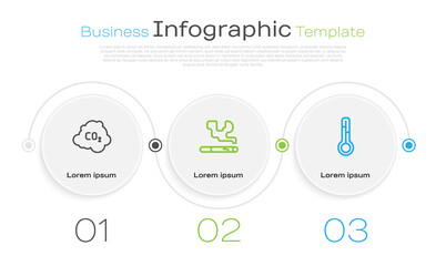 Poster - Set line CO2 emissions in cloud, Cigarette and Meteorology thermometer. Business infographic template. Vector.