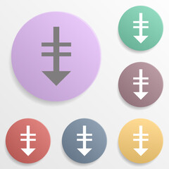Poster - Down arrow badge color set icon. Simple glyph, flat vector of web icons for ui and ux, website or mobile application